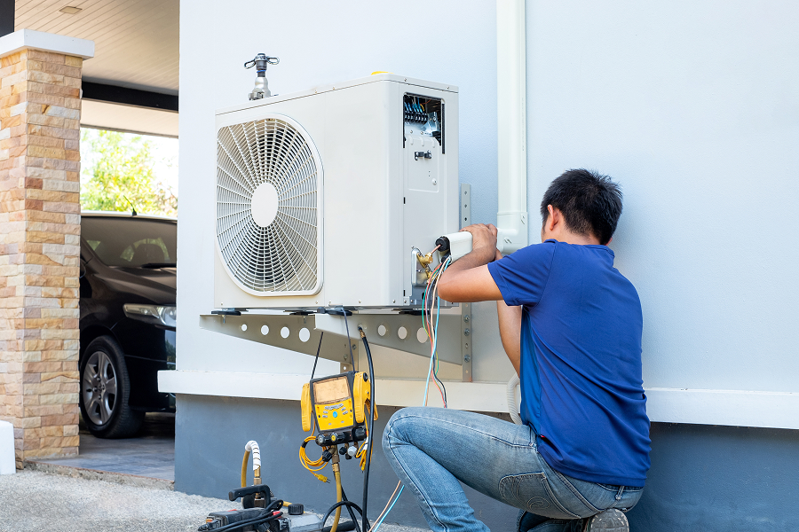 Heat pump installed at a home
